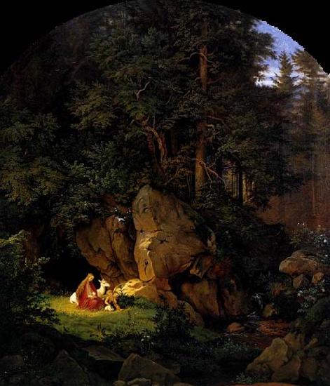 Adrian Ludwig Richter Genoveva in the Forest Seclusion oil painting picture